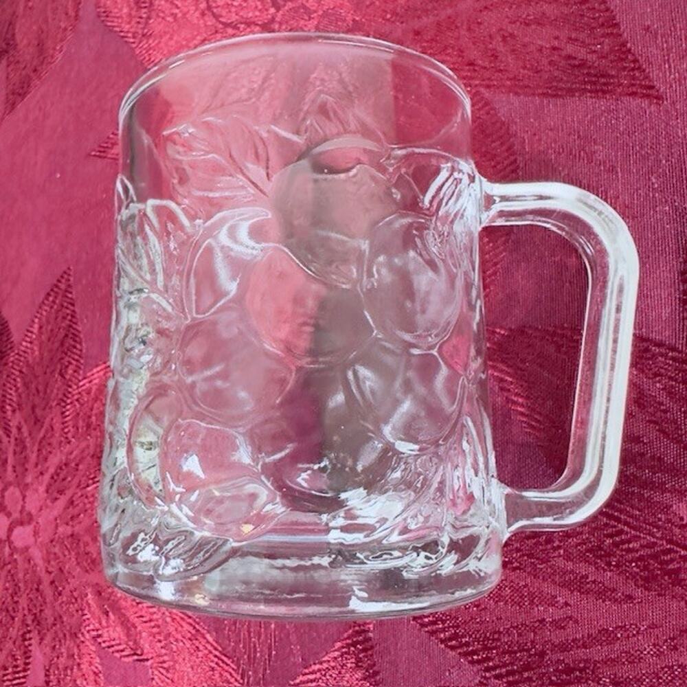 KIG (1) Glass Mug w/Handle 3D Embossed Fruit Design Indonesia